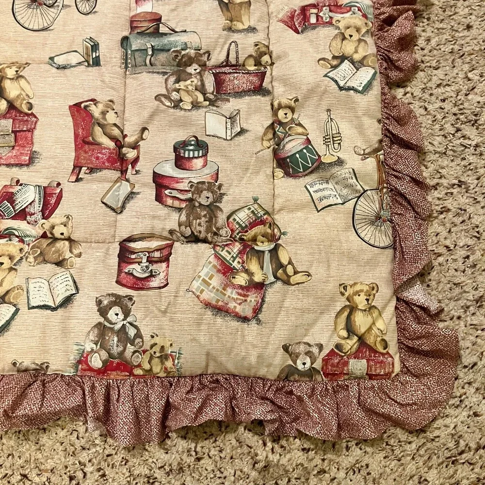 VTG Lambs & Ivy Quilted Baby Crib Comforter Toddler Bed Blanket Teddy Bears